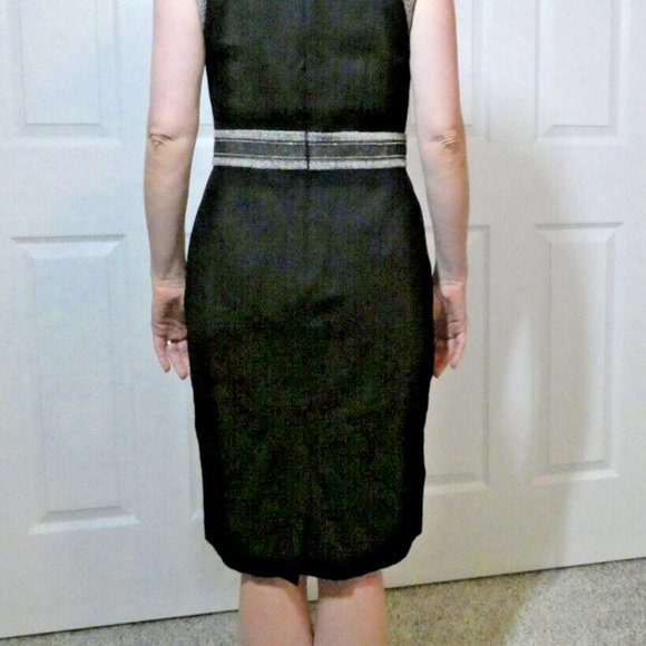 WHBM Dress Black Accented Sleeveless Shift Business Office Party Size 6 - Picture 4 of 14